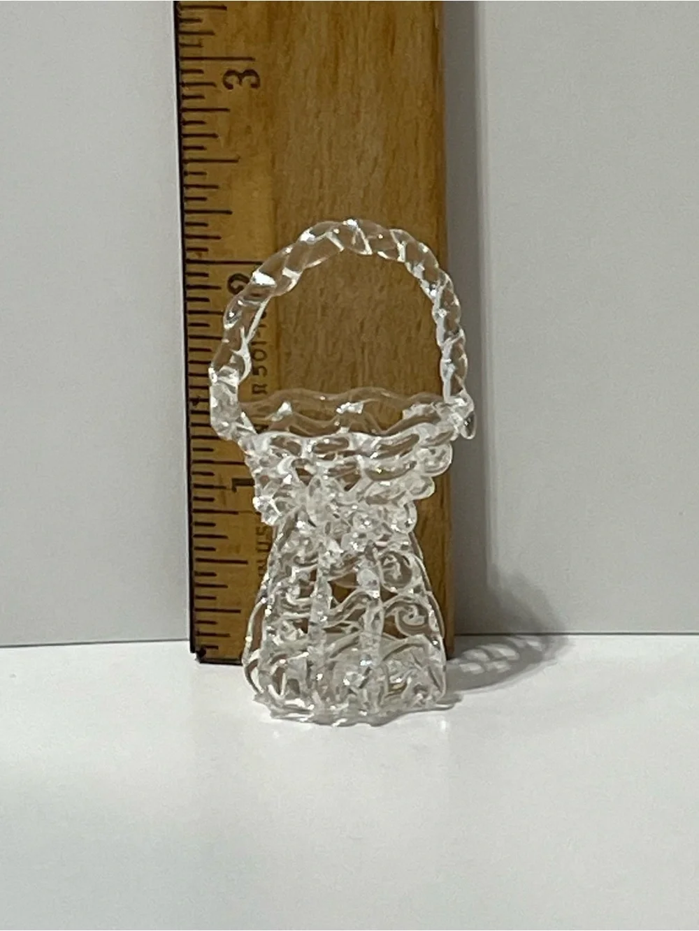 Vintage Clear Glass Mini Basket Cottagecore Decor - Picture 7 of 8